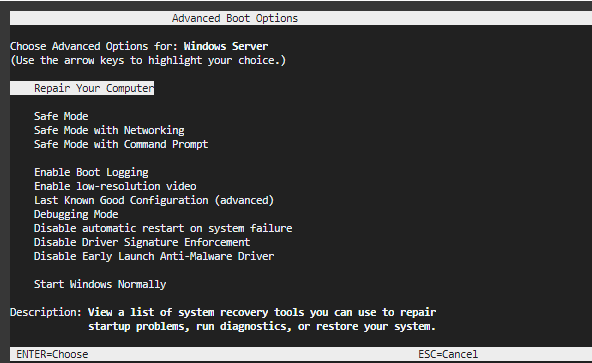 Advanced boot options