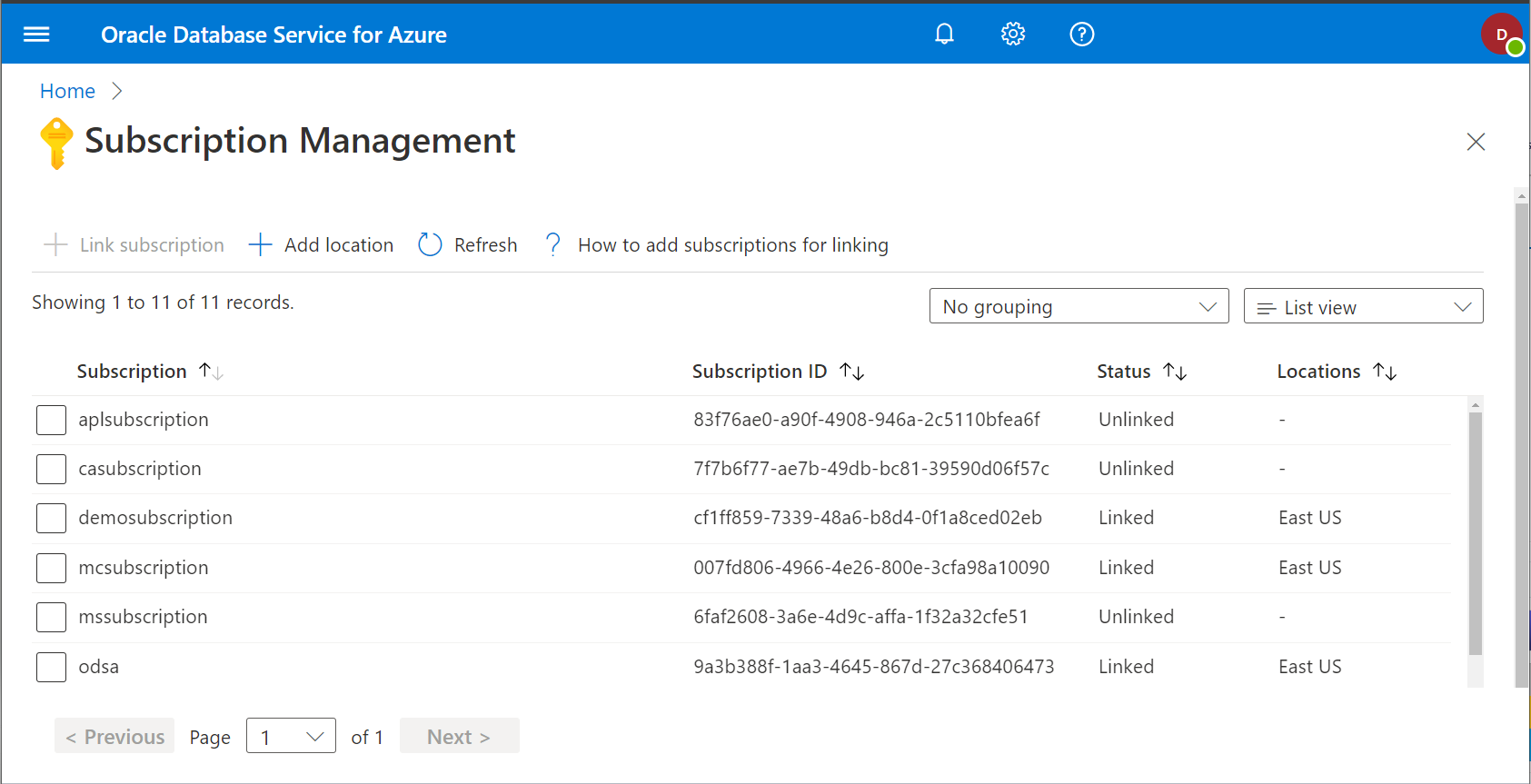 This image shows the ODSA portal subscription management page.