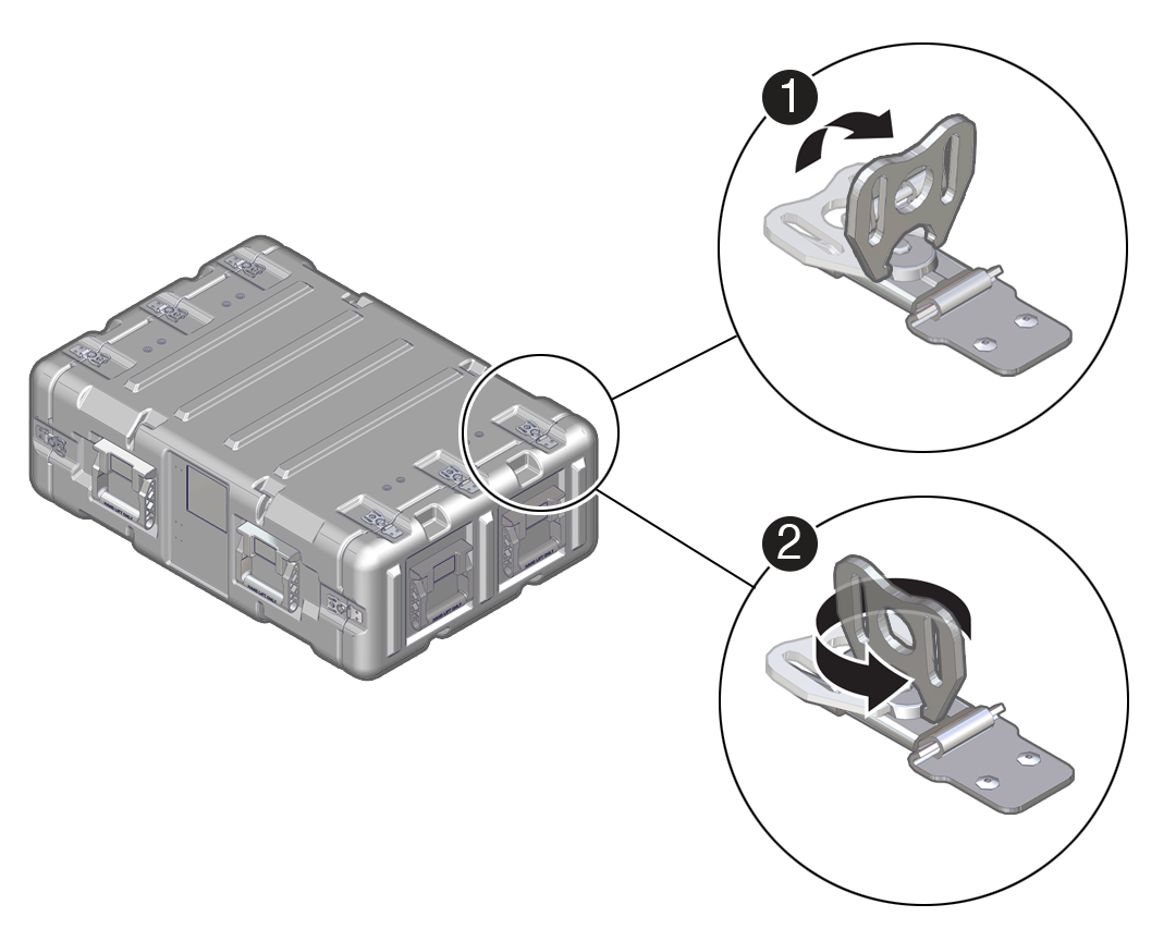 An illustration showing how the latches open.