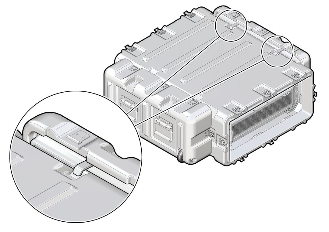 An illustration of the end-caps hanging on each side of the case.