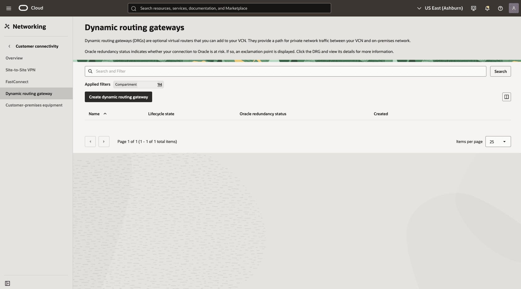 This screenshot shows how to configure the network in the primary region.