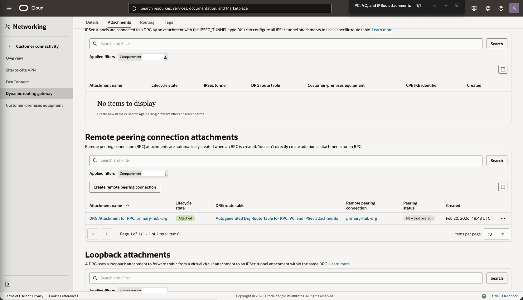 This screenshot shows how to configure the network in the primary region.