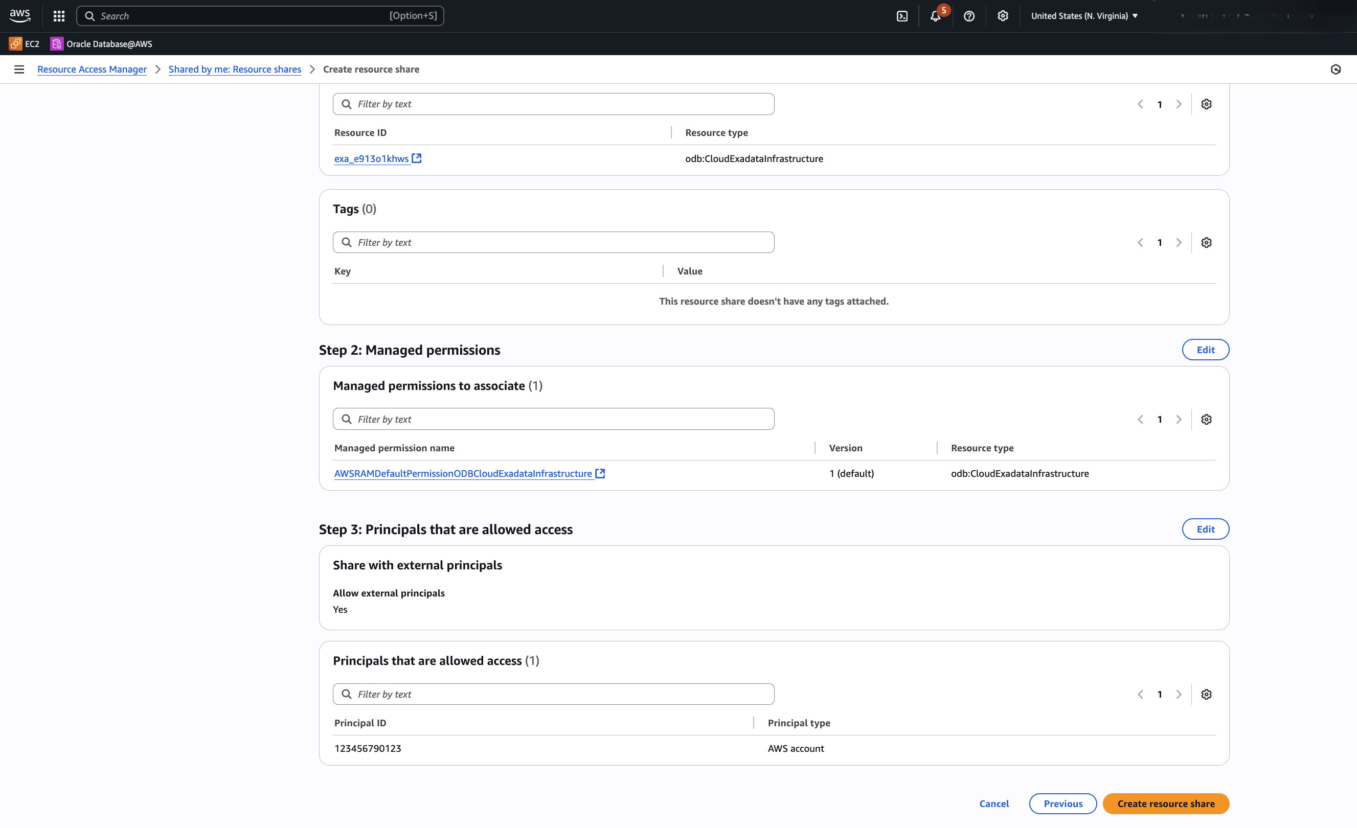 This screenshot shows how to create resource share. This screenshot shows how to create resource share.