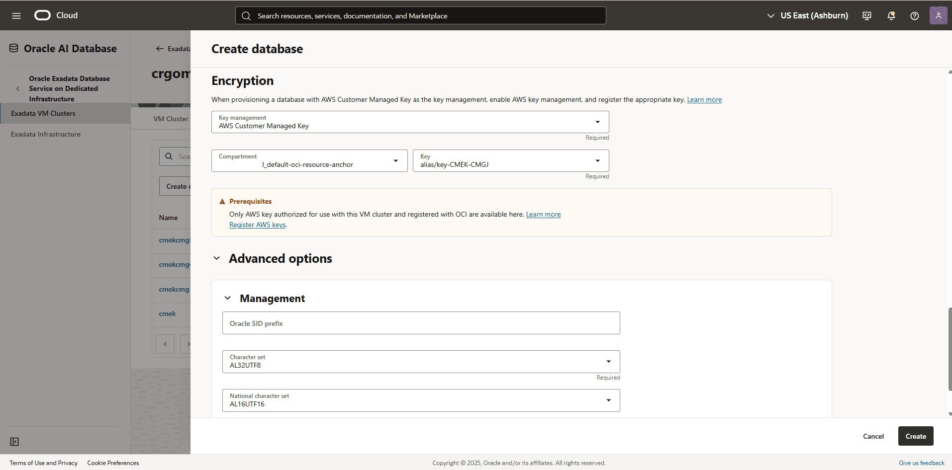 This screenshot shows how to change key management