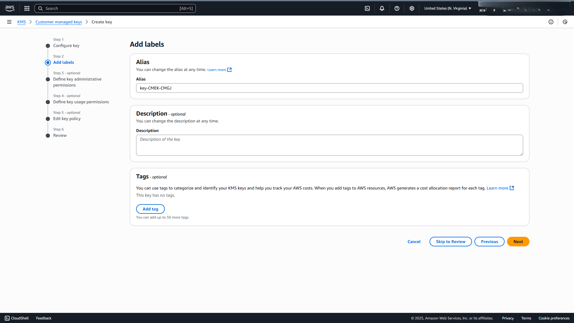 This screenshot shows how to configure a key
