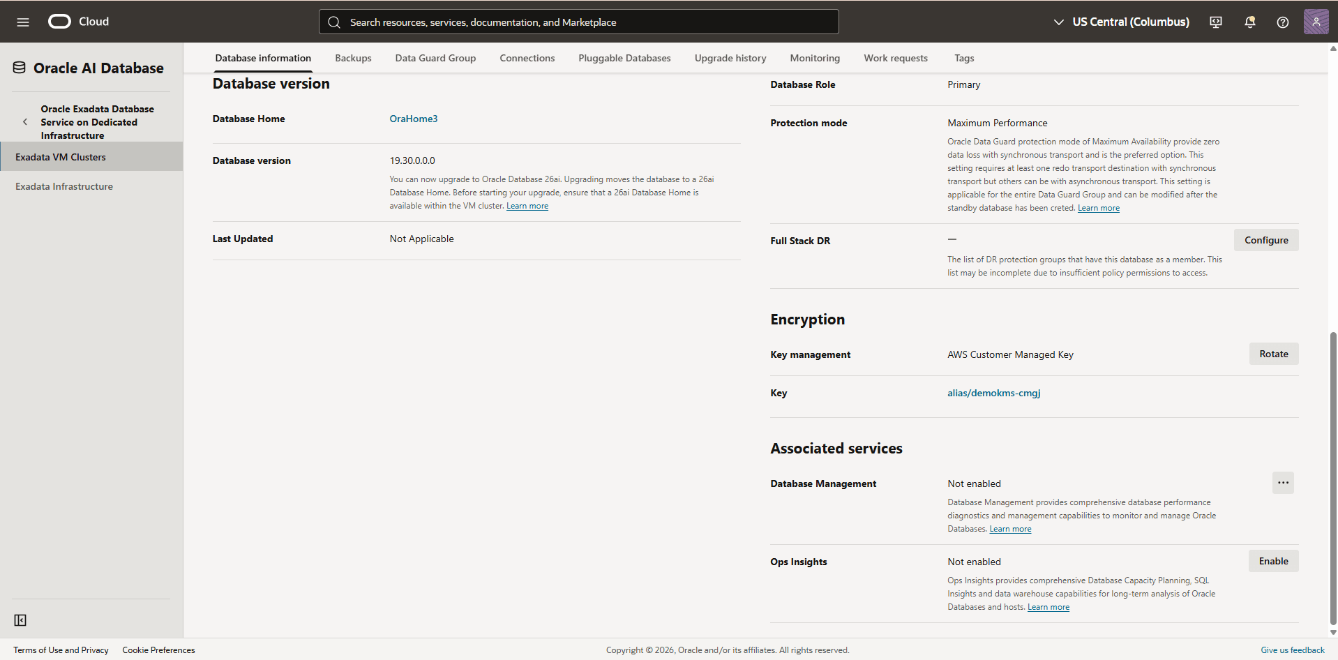 This screenshot shows how to navigate to key management.