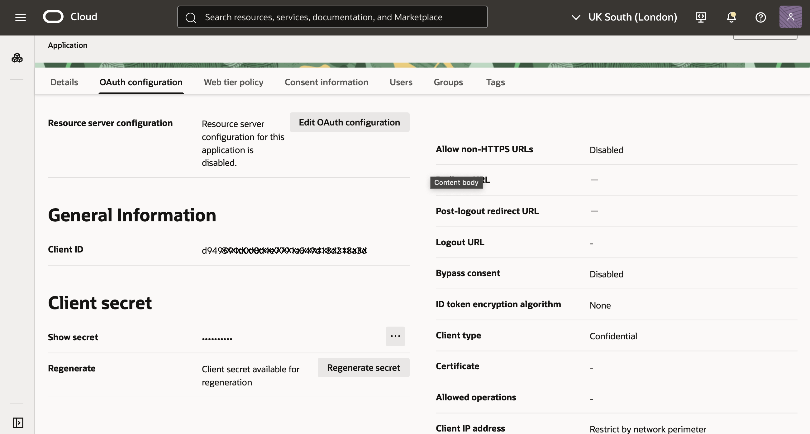 Click to expand An image of the OCI Console showing
