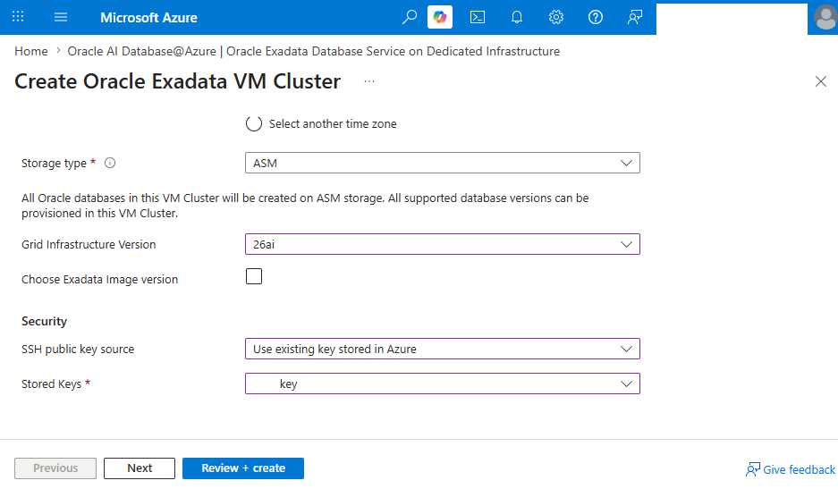 This screenshot shows the steps for creating an Exadata VM Cluster.