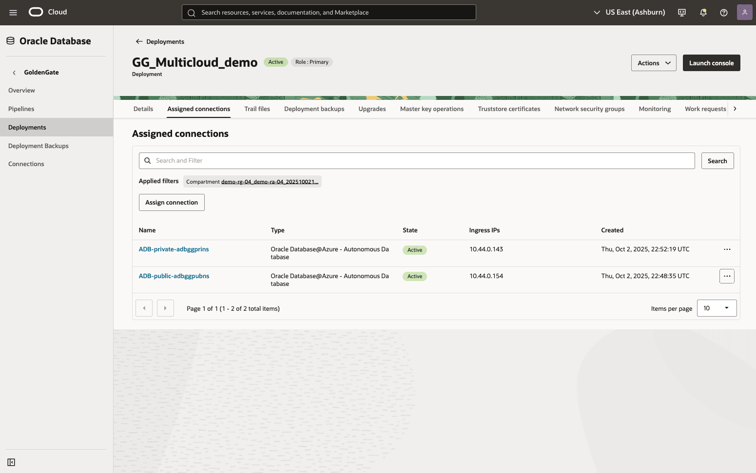 This screenshot shows how to assign connection.