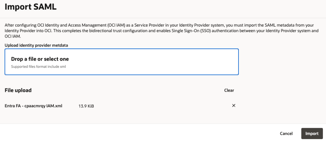 How to import the SAML file