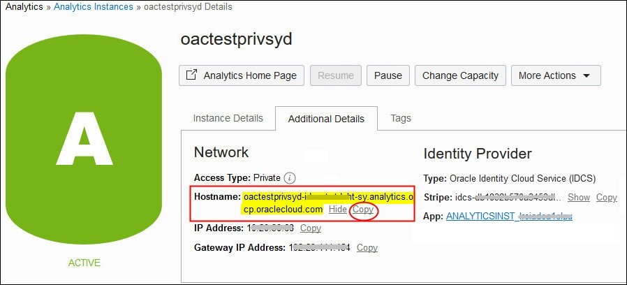 Description of oac_console_hostname.jpg follows