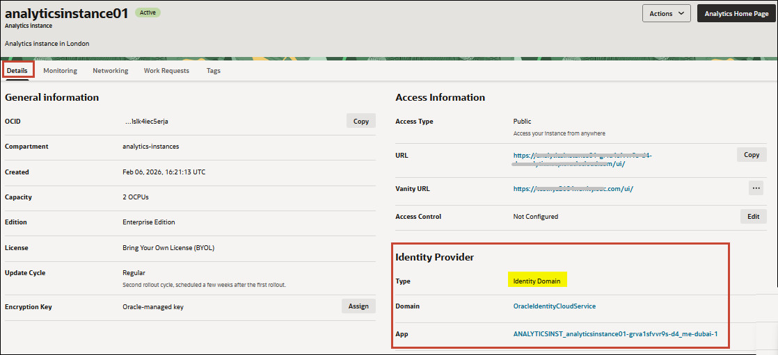 Identity domain information