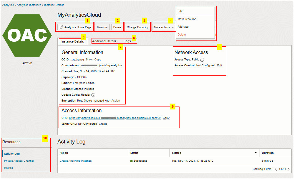 Description of oac_console_ux_detail.jpg follows