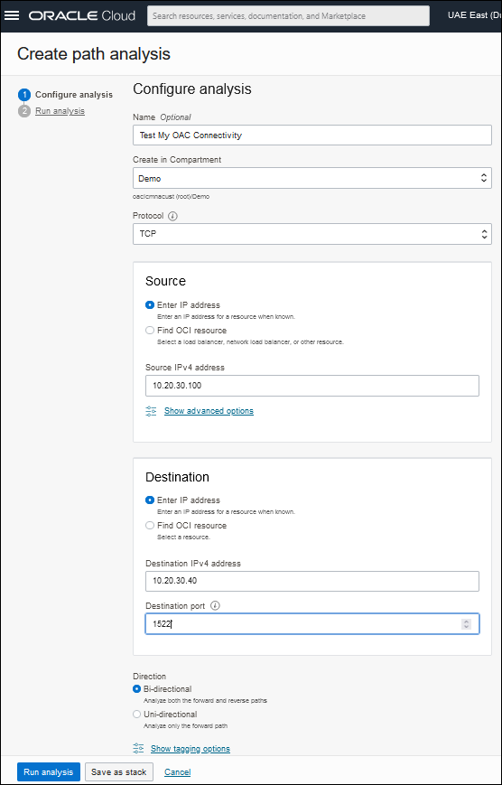 Configure path for analysis