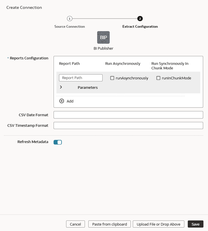 Extract Configuration for BI Publisher dialog Extract Configuration for BI Publisher dialog