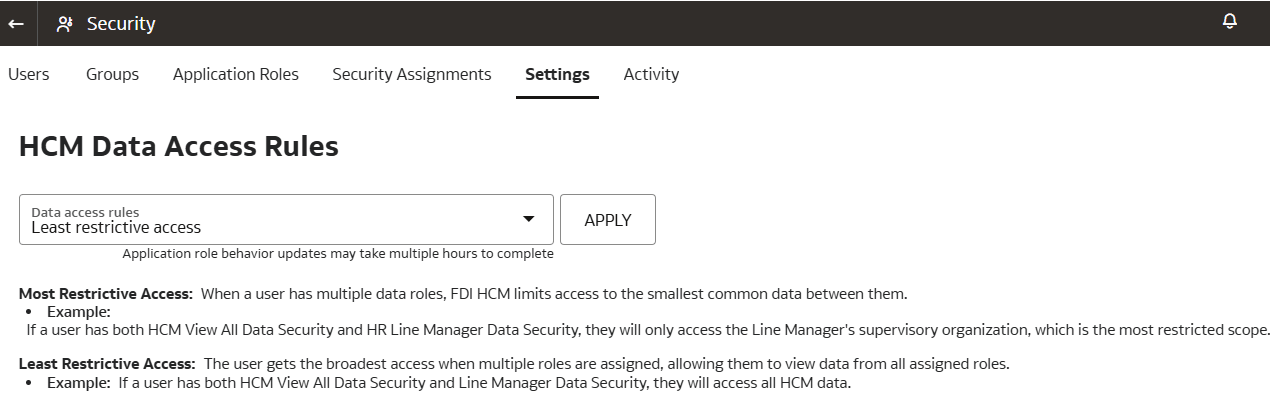 The Data Access Rules list The Data Access Rules list