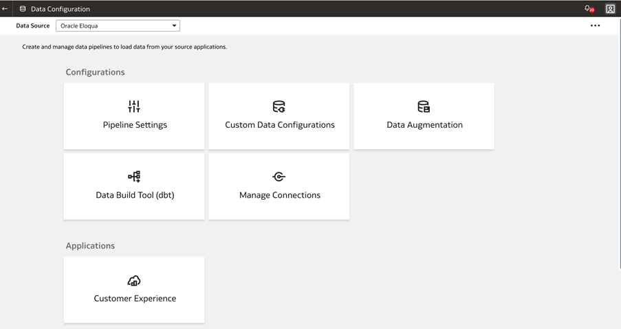 Select Oracle Eloqua as the Data Source