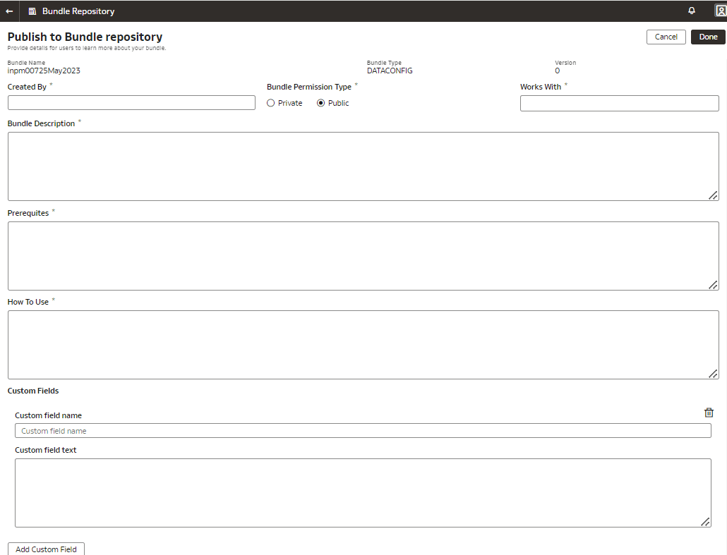 Publish Public bundle Publish Public bundle