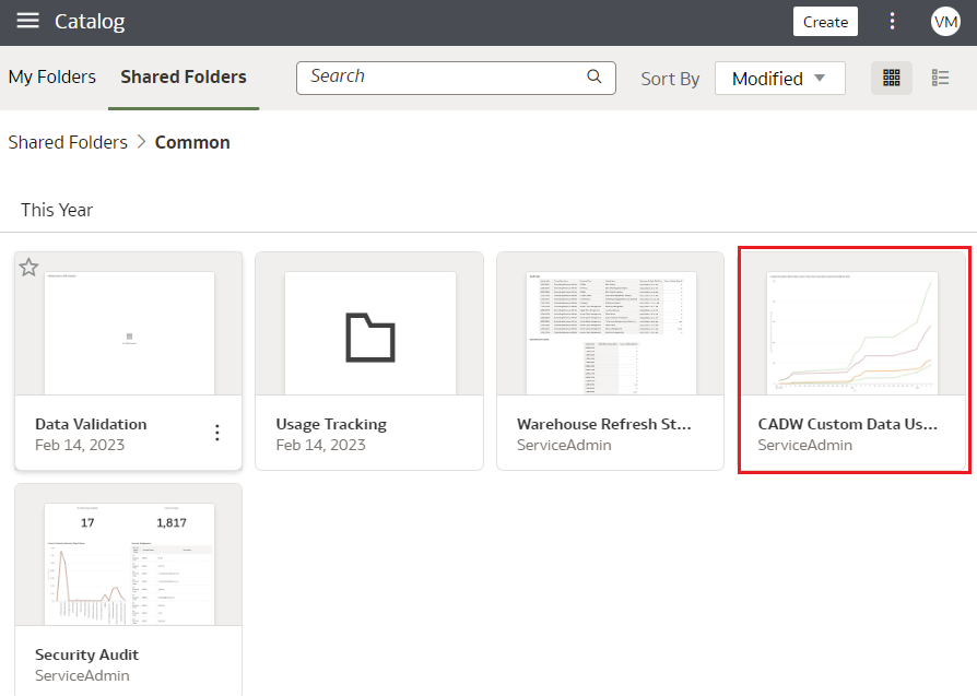 Custom Data Usage dashboard in the Common folder