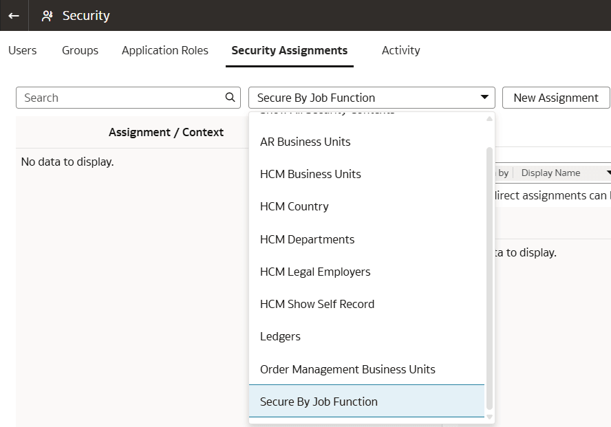 Custom security context visible in the Show All Security Context dropdown list Custom security context visible in the Show All Security Context dropdown list