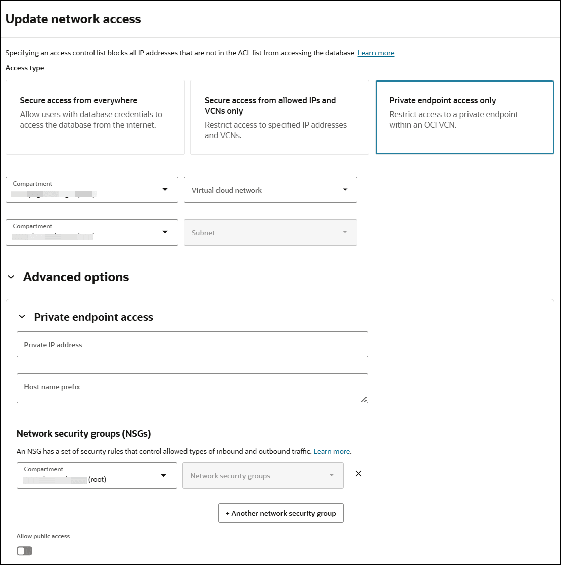 Description of adb_network_access_private_advanced.png follows