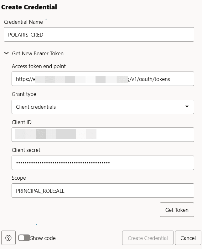 Description of create-credential-polaris.png follows