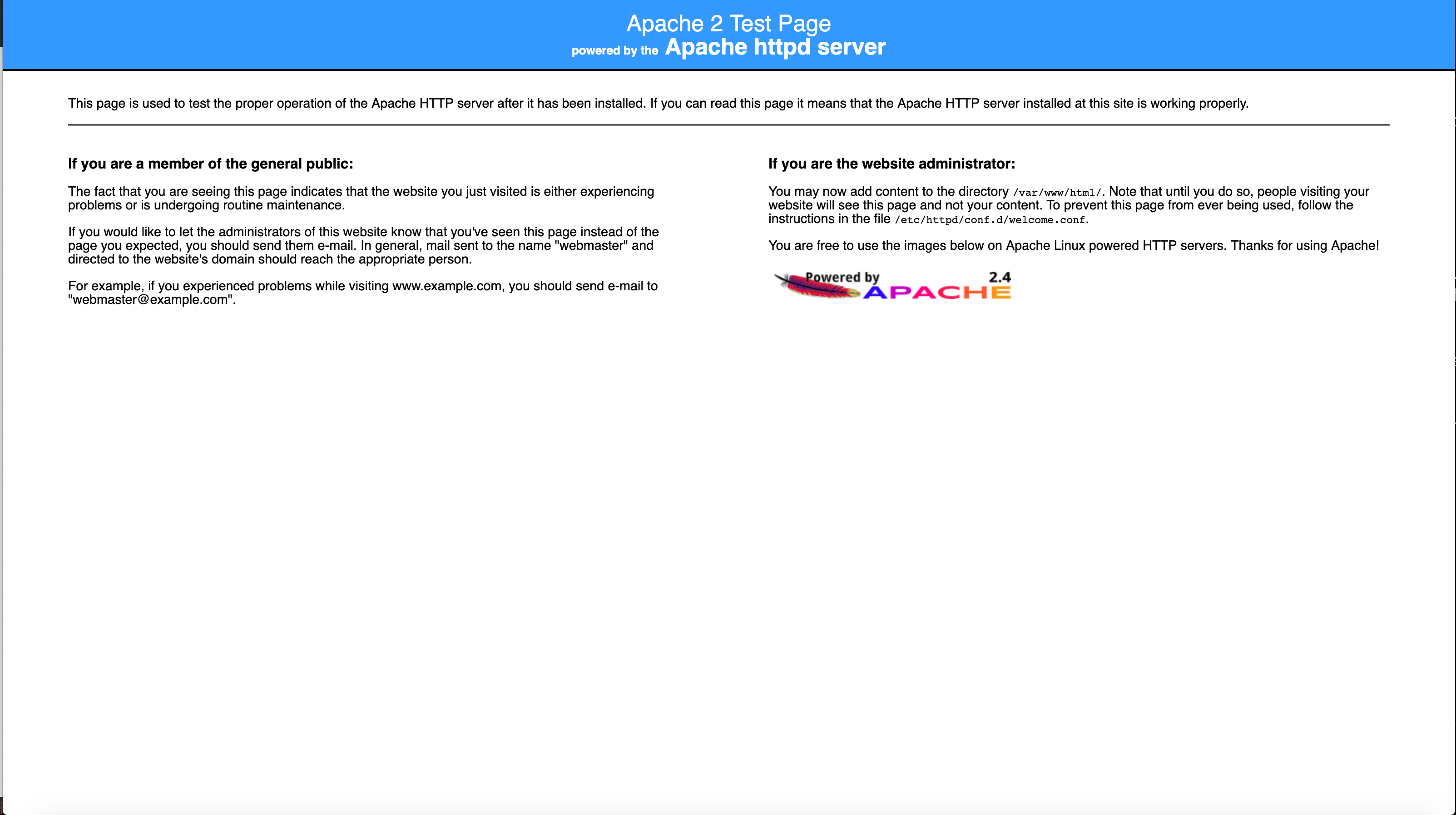 Apache Server Test Page