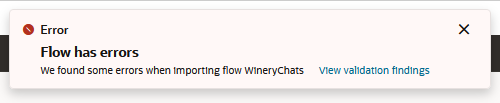 This is an image of the import flow validation error message.
