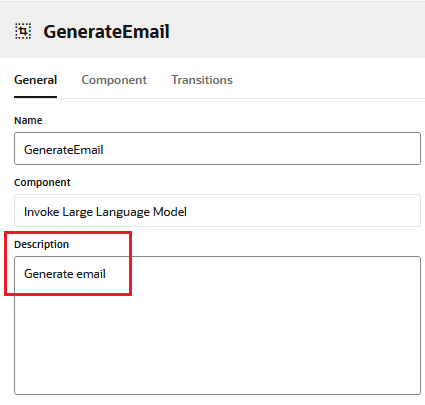 This is an image of the Descripiton field in the General page. This is an image of the Descripiton field in the General page.
