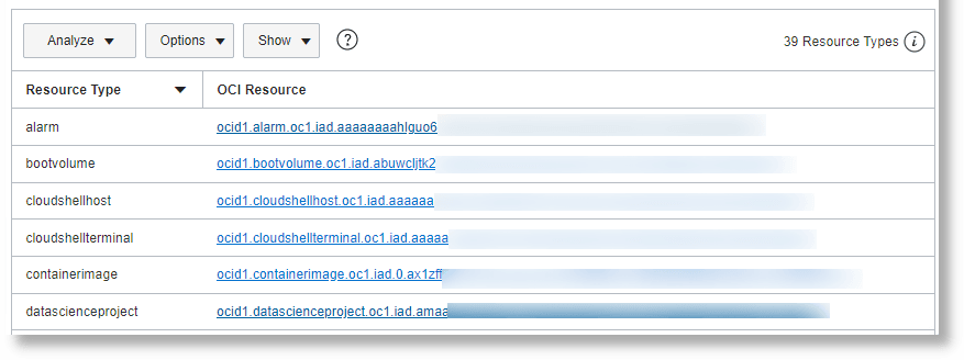 OCID Shortcut to Link to OCI Resources