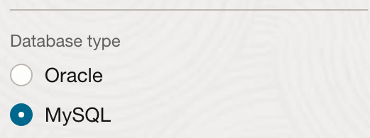 Database types MySQL and Oracle Database