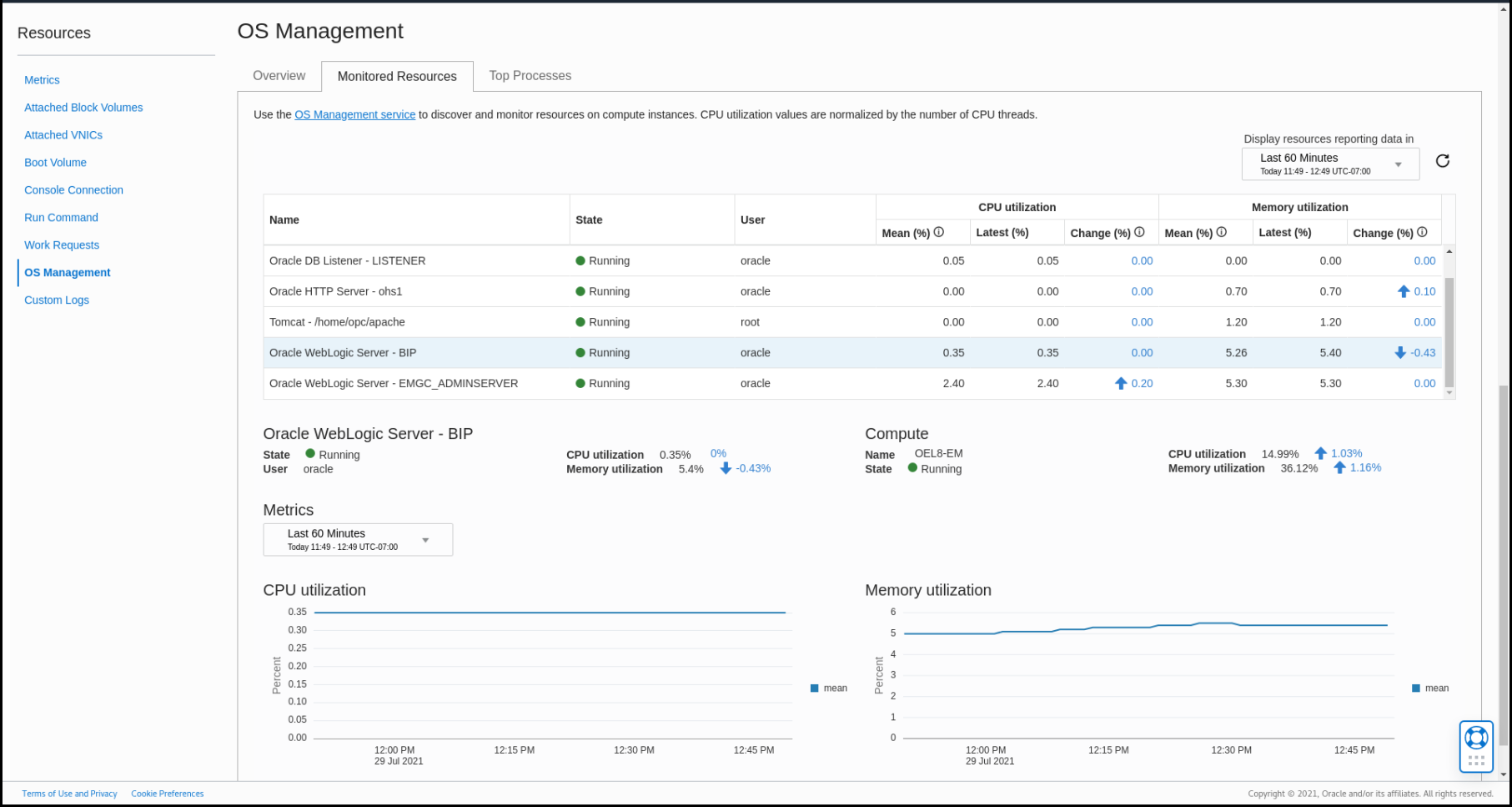 Graphic shows the Monitored Resources dashboard.