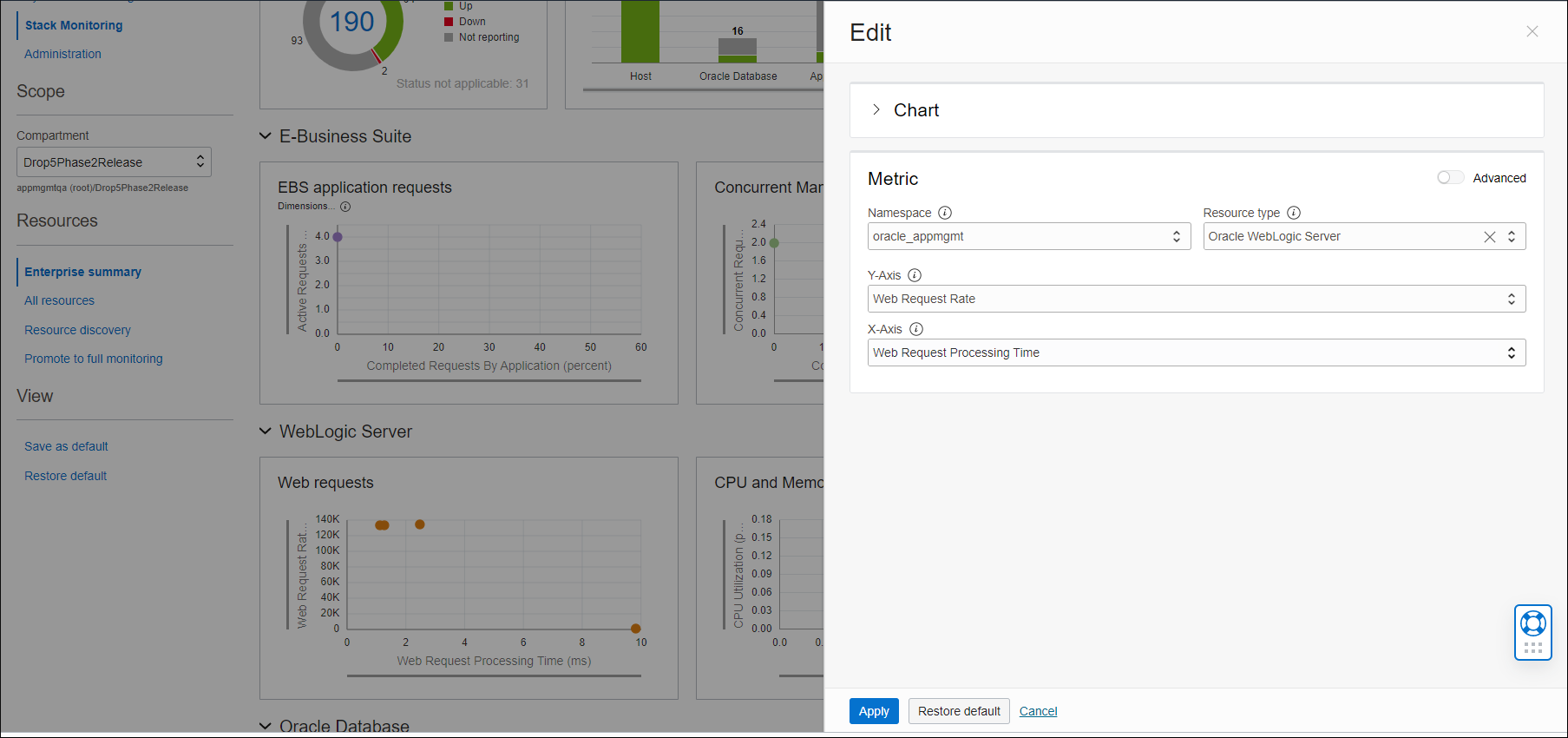 Image shows the metrics edit panel.