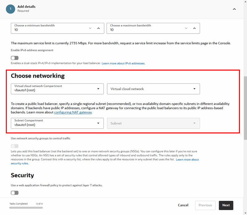 Description of waf-load-choose-networking.png follows
