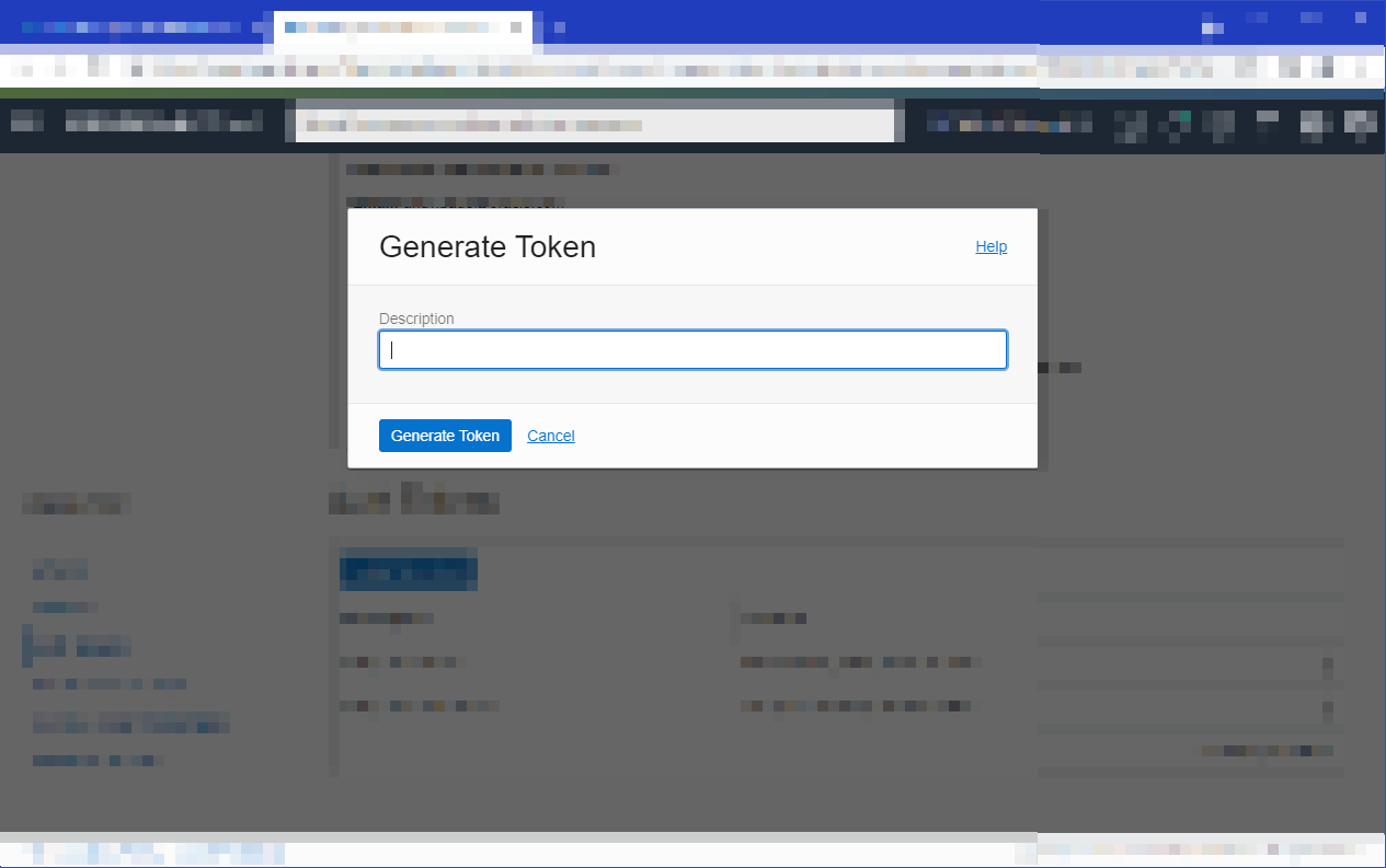 Click to expand This image shows the Generate Token dialog with an empty Description field.