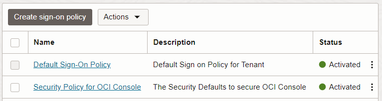Click to expand MFA best practices. The Security Policy for OCI Console Sign-On Policy.