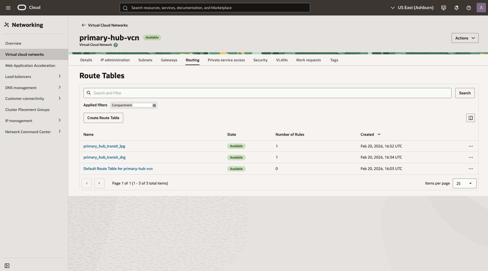 This screenshot shows how to configure the network in the primary region. This screenshot shows how to configure the network in the primary region.