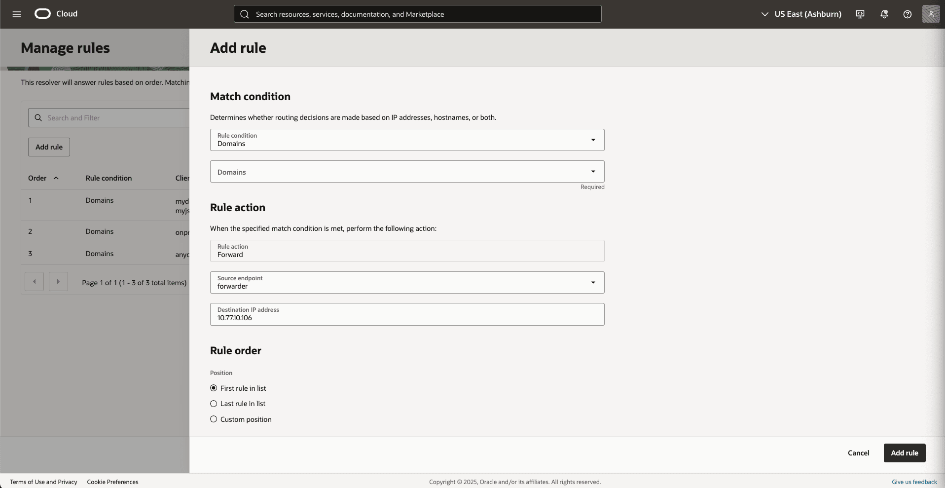 This screenshot shows how to create a rule to forward DNS query. This screenshot shows how to create a rule to forward DNS query.