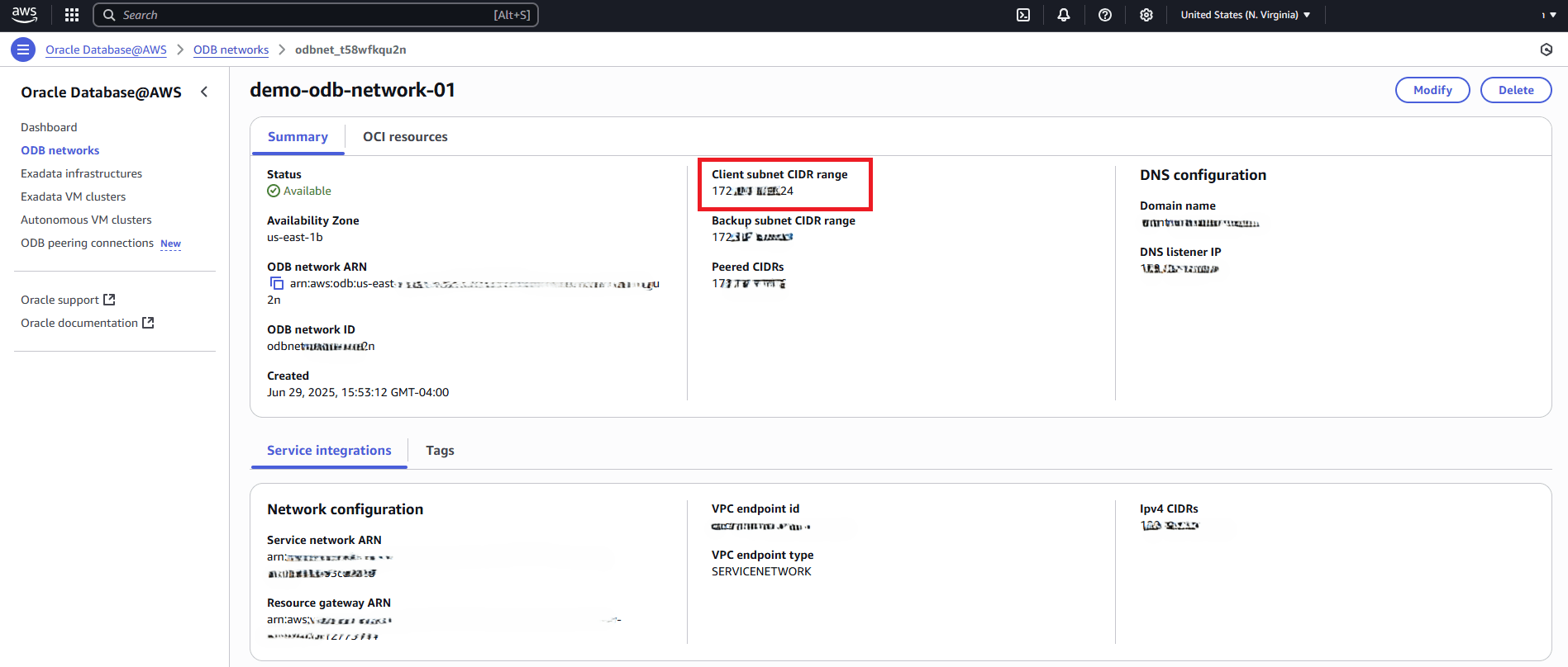 This screenshot shows the Client Subnet CIDR range This screenshot shows the Client Subnet CIDR range