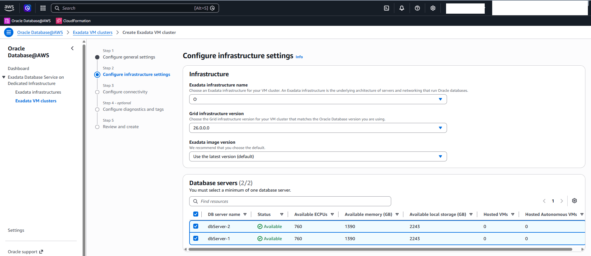 This screenshot shows the second part of creating an Exadata VM Cluster. This screenshot shows the second part of creating an Exadata VM Cluster.