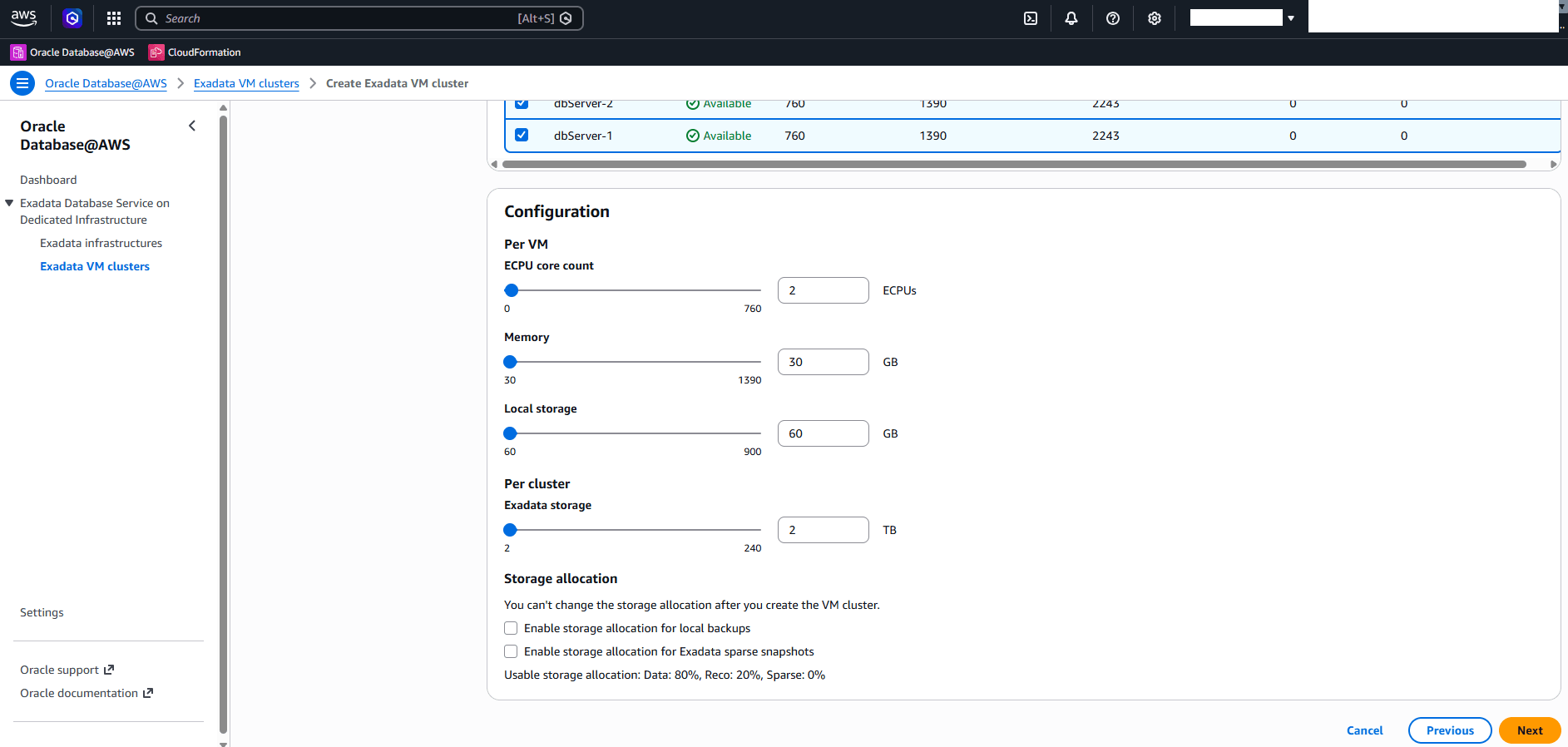 This screenshot shows the second part of creating an Exadata VM Cluster. This screenshot shows the second part of creating an Exadata VM Cluster.
