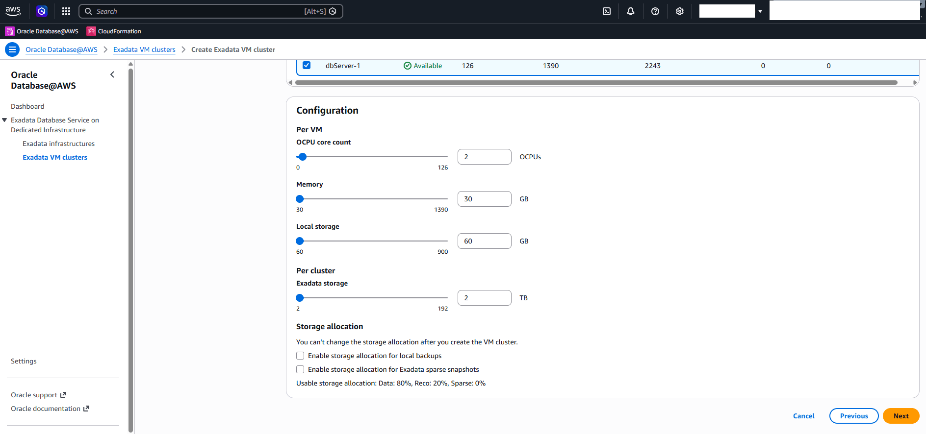 This screenshot shows the second part of creating an Exadata VM Cluster. This screenshot shows the second part of creating an Exadata VM Cluster.