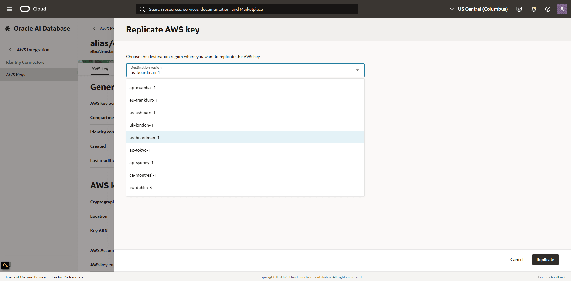 This screenshot shows how to replicate AWS key. This screenshot shows how to replicate AWS key.