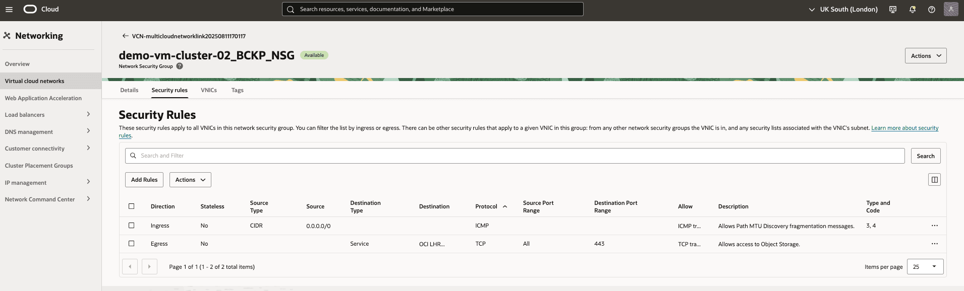 This screenshot shows how to enable connectivity to Object Storage.