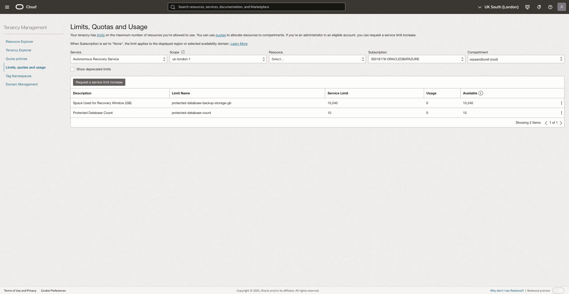 This screenshot shows how to check limits, quotas and usage. This screenshot shows how to check limits, quotas and usage.